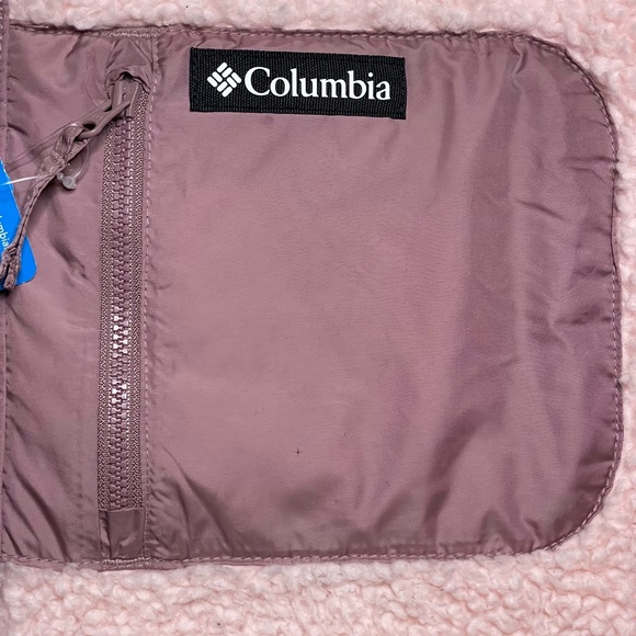 Columbia Women’s XXL Sherpa Fleece Half-Zip Pullover Pink Cream Relax Fit - Picture 9 of 12